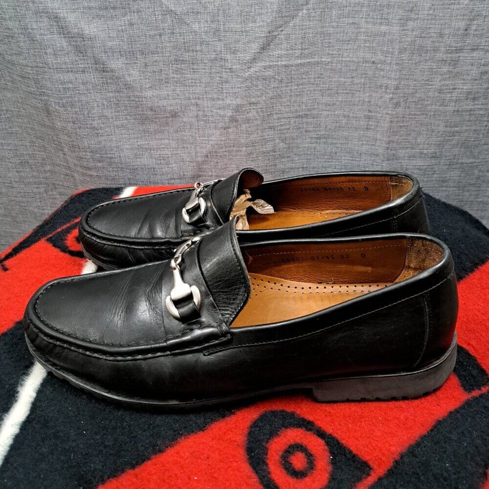 %Size 12D Allen Edmonds "Arezzo" Men's Leather Italian Bit Loafers Black / D4